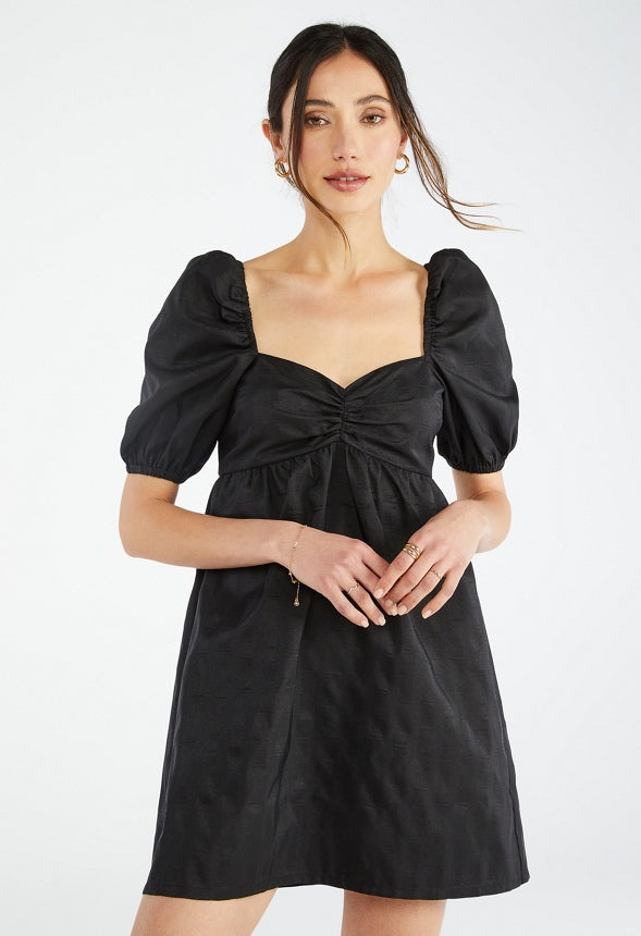PUFF SLEEVE MINI DRESS Black Caviar
