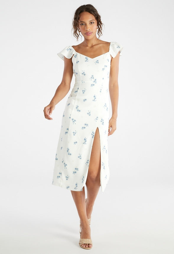 Flutter Sleeve Midi Dress Marshmallow Romance Floral