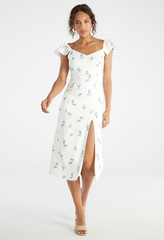 Flutter Sleeve Midi Dress Marshmallow Romance Floral