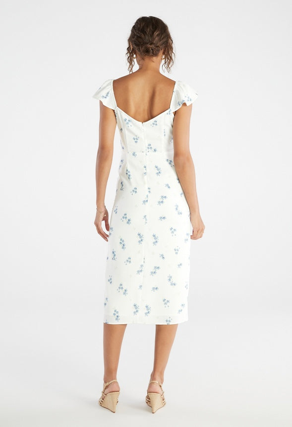 Flutter Sleeve Midi Dress Marshmallow Romance Floral