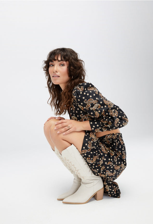 Cutout Fit & Flare Mini Dress Caviar Multi-Paisley