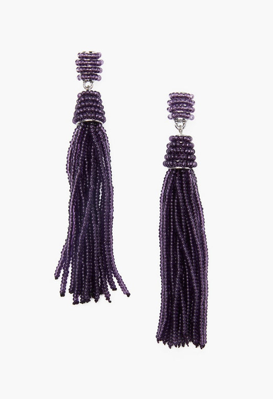 BEADED FRINGE EARRINGS Parachute Purple