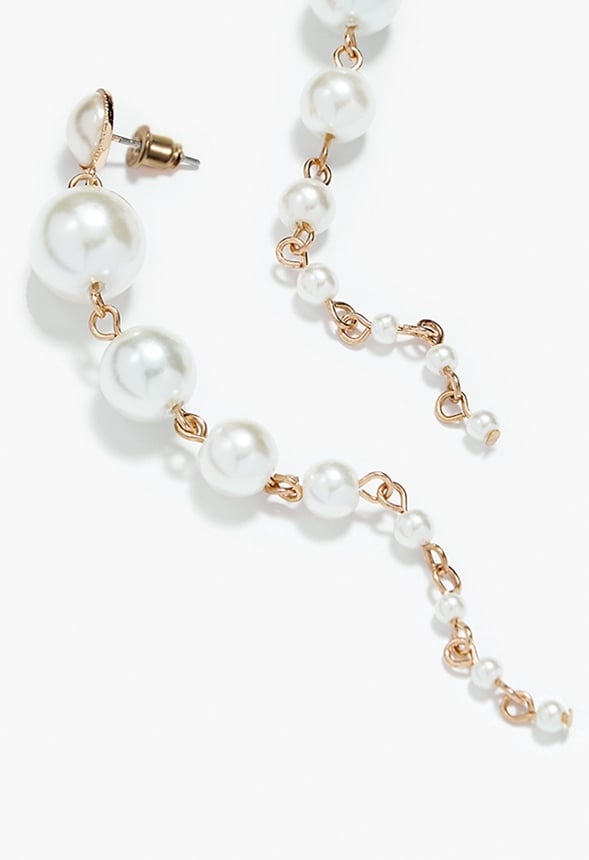 Ada Graduating Glass Pearl Drop Earrings Gold
