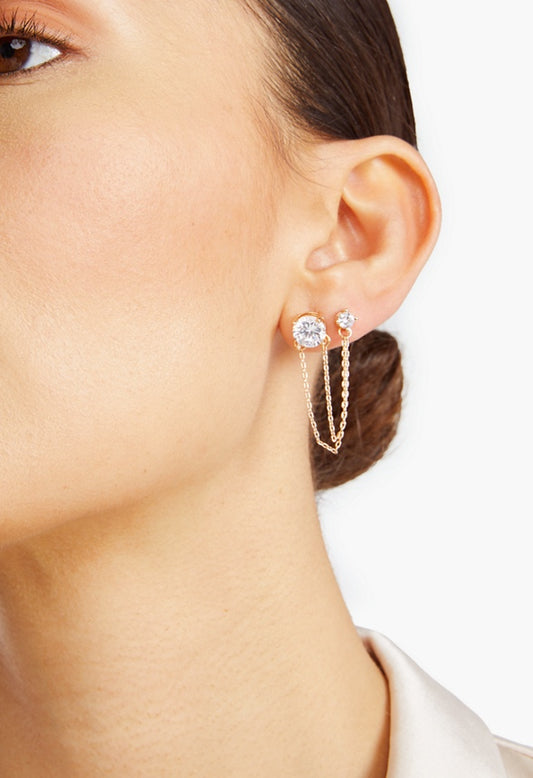 Erin Cubic Zirconia Double Studs Gold