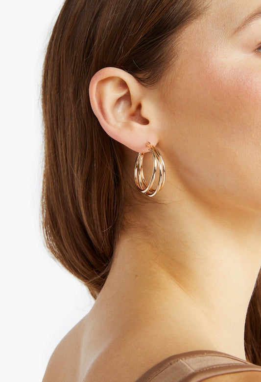 Dabi Triple Tube Hoops Gold