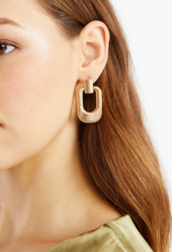 Ella Ridged Design Door Knocker Earrings Gold