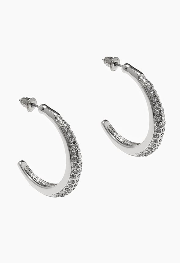 Lyla Rhinestone Graduated Hoops Silver