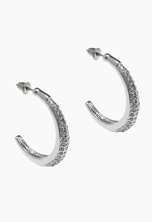 Lyla Rhinestone Graduated Hoops Silver