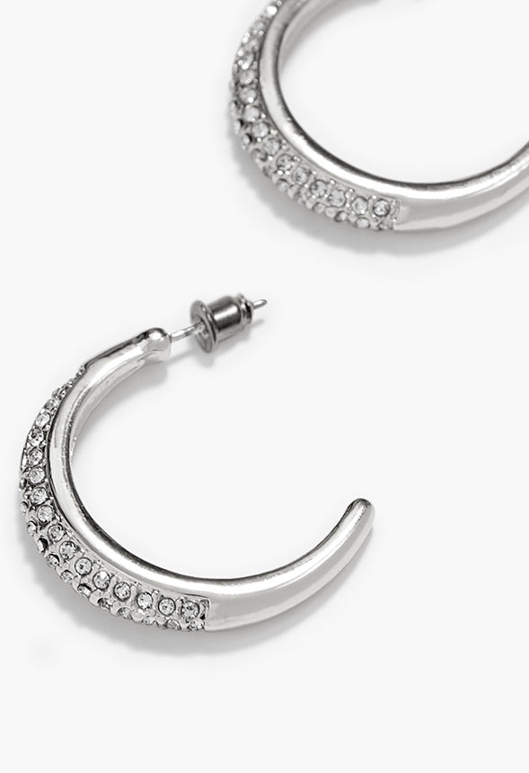Lyla Rhinestone Graduated Hoops Silver