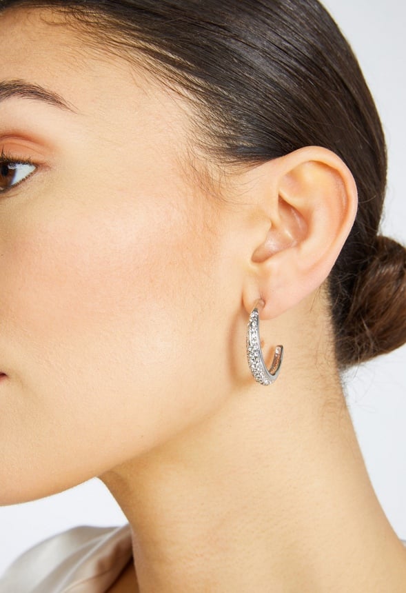 Lyla Rhinestone Graduated Hoops Silver