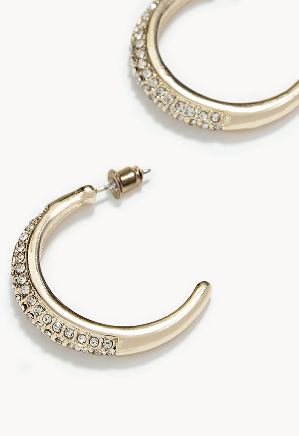 Lyla Rhinestone Graduated Hoops Gold