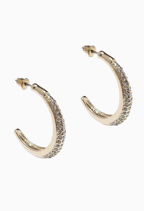 Lyla Rhinestone Graduated Hoops Gold