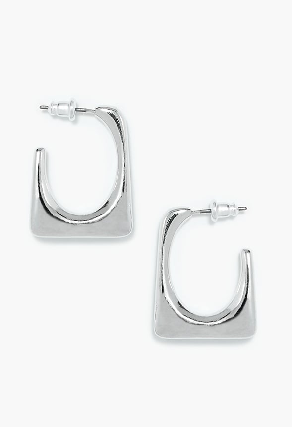 Raye Rectangular Smooth Hoops Silver