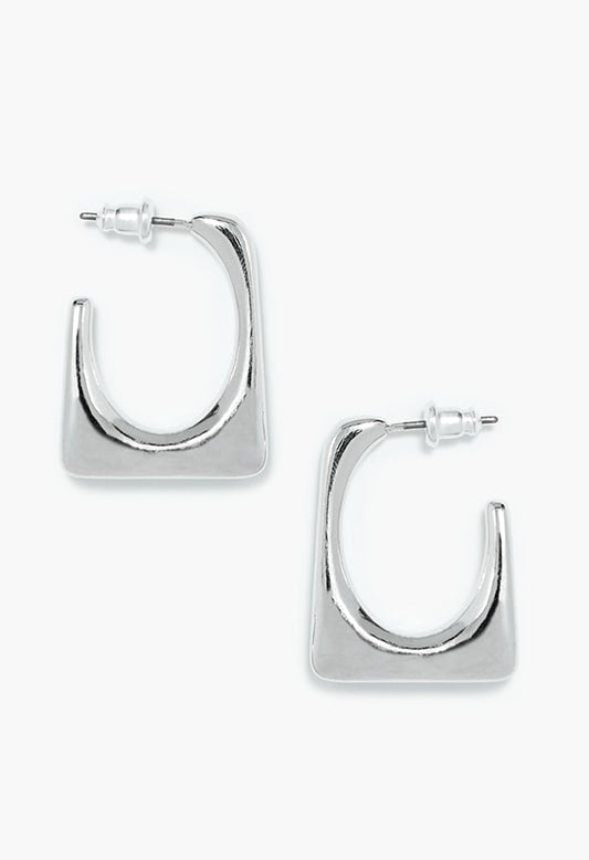 Raye Rectangular Smooth Hoops Silver