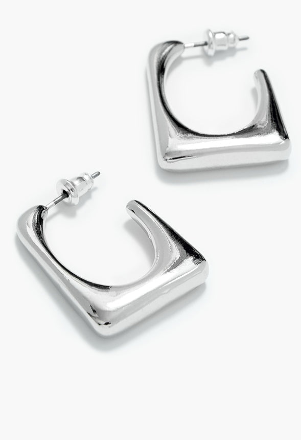 Raye Rectangular Smooth Hoops Silver