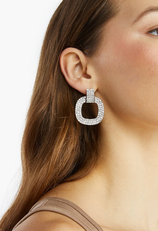 Remi Rhinestone Drop Earrings Silver