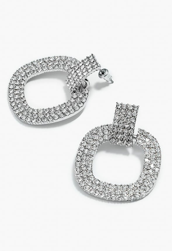 Remi Rhinestone Drop Earrings Silver