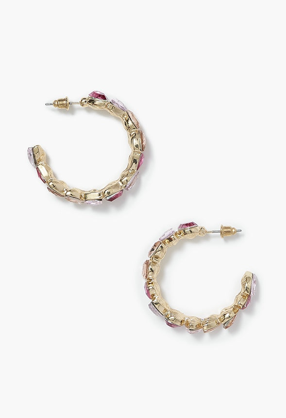 Dalia Pastel Hoop Earrings Pink/Gold