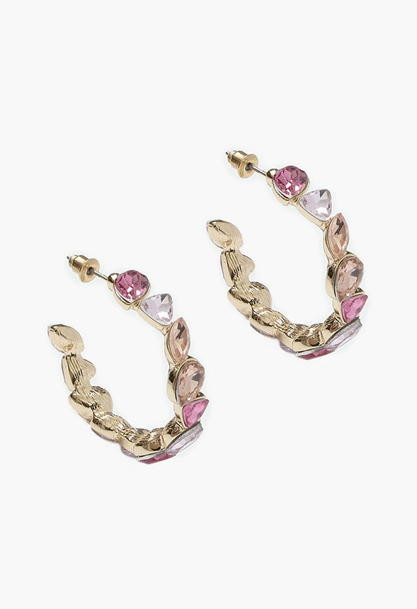 Dalia Pastel Hoop Earrings Pink/Gold