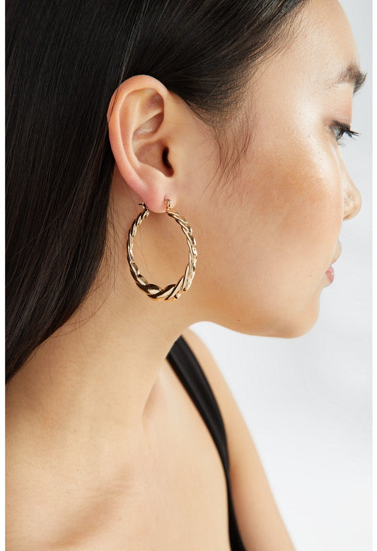 Drew Twisted Rope Creole Hoops Gold