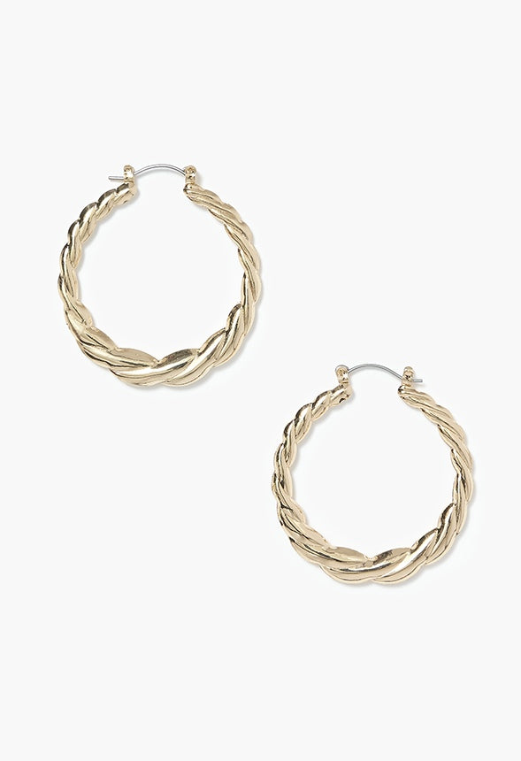 Drew Twisted Rope Creole Hoops Gold