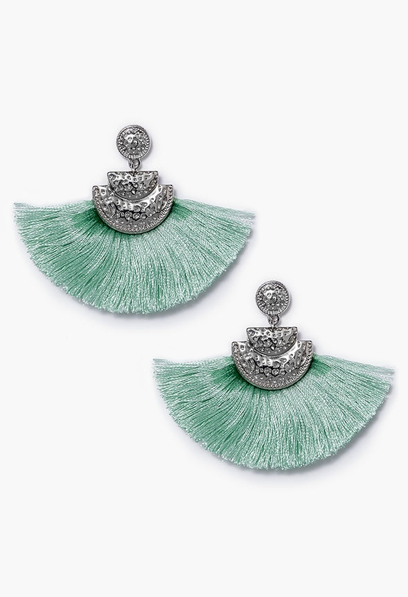Gia Disc And Fringe Earrings Turquoise/Silver