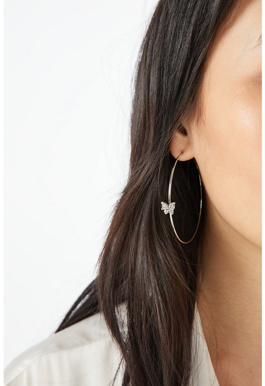 Gracie Butterfly Hoop Earrings Clear/Silver