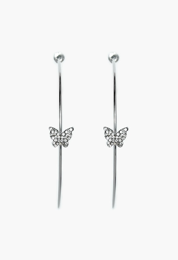Gracie Butterfly Hoop Earrings Clear/Silver