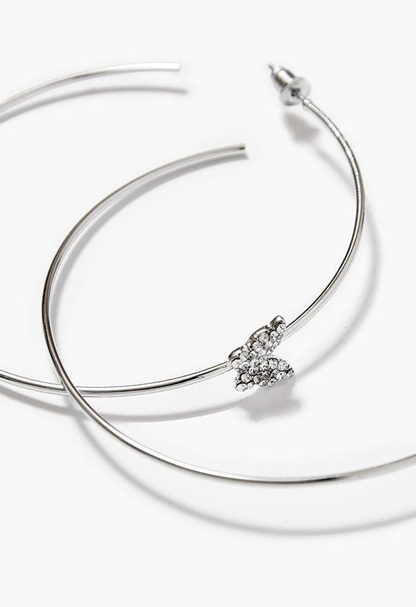 Gracie Butterfly Hoop Earrings Clear/Silver