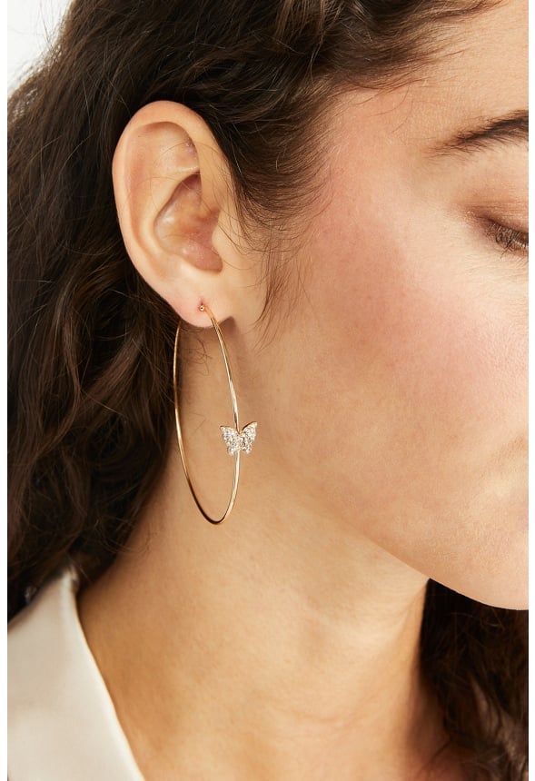 Gracie Butterfly Hoop Earrings Clear/Gold