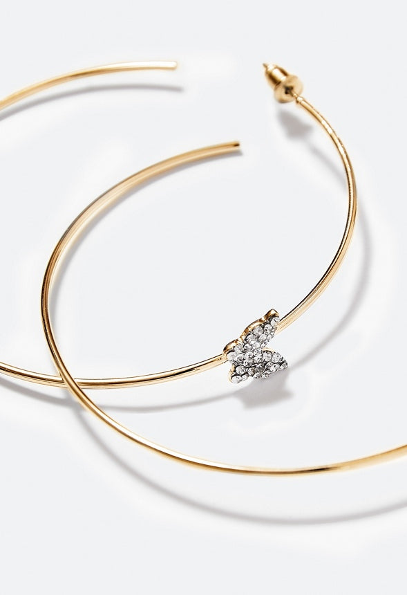 Gracie Butterfly Hoop Earrings Clear/Gold