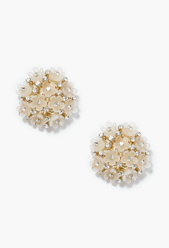 Jasmin Cluster Floral Stud Earrings Gold