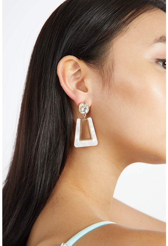 Jolie Resin And Metal Drop Earrings Cream/Gold