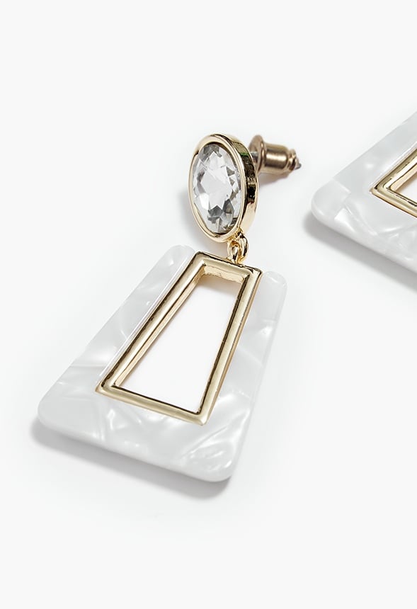 Jolie Resin And Metal Drop Earrings Cream/Gold