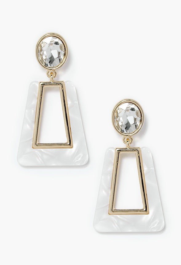 Jolie Resin And Metal Drop Earrings Cream/Gold