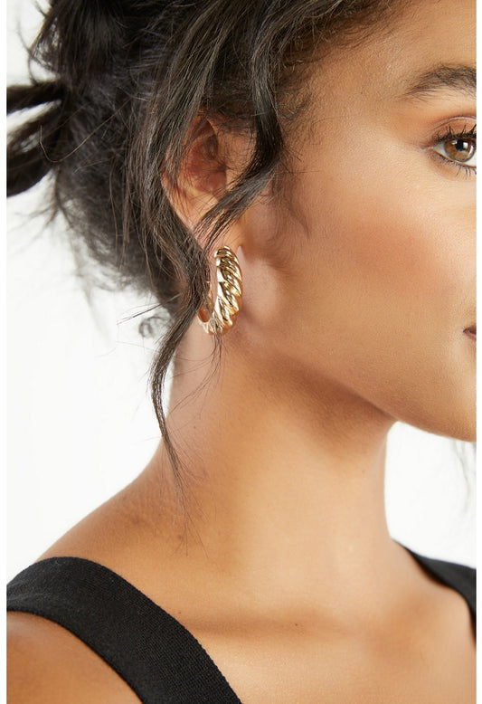 Liv Croissant Effect Hoop Earrings Gold