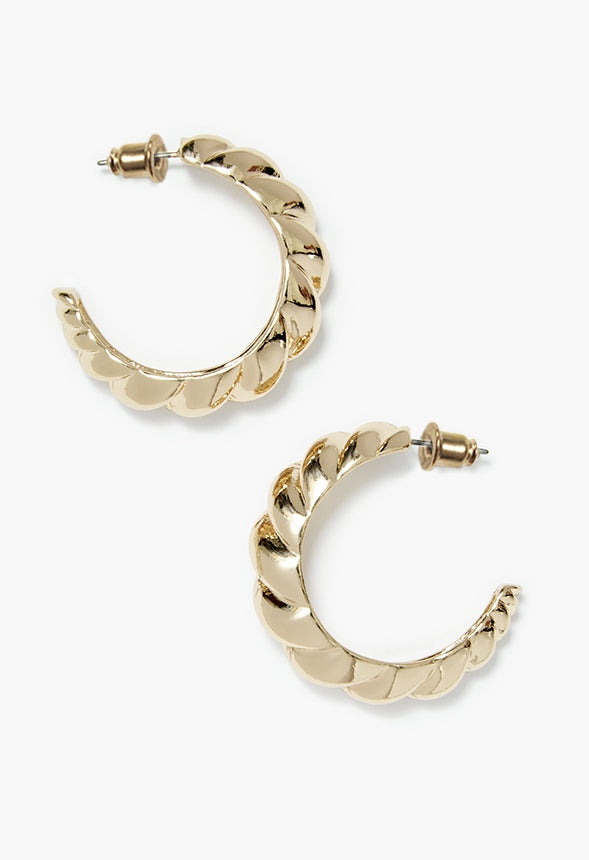 Liv Croissant Effect Hoop Earrings Gold