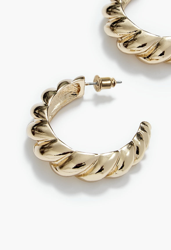 Liv Croissant Effect Hoop Earrings Gold