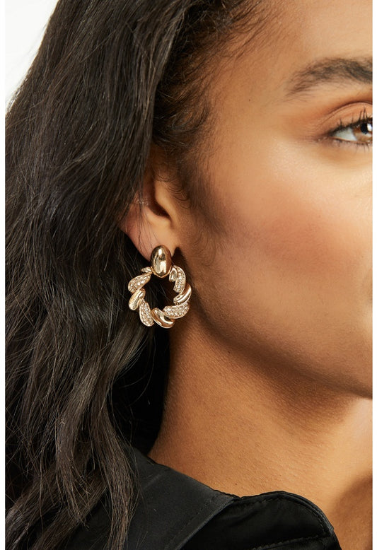 Maren Rhinestone And Twist Studs Clear/Gold