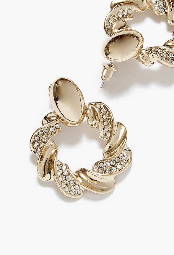 Maren Rhinestone And Twist Studs Clear/Gold
