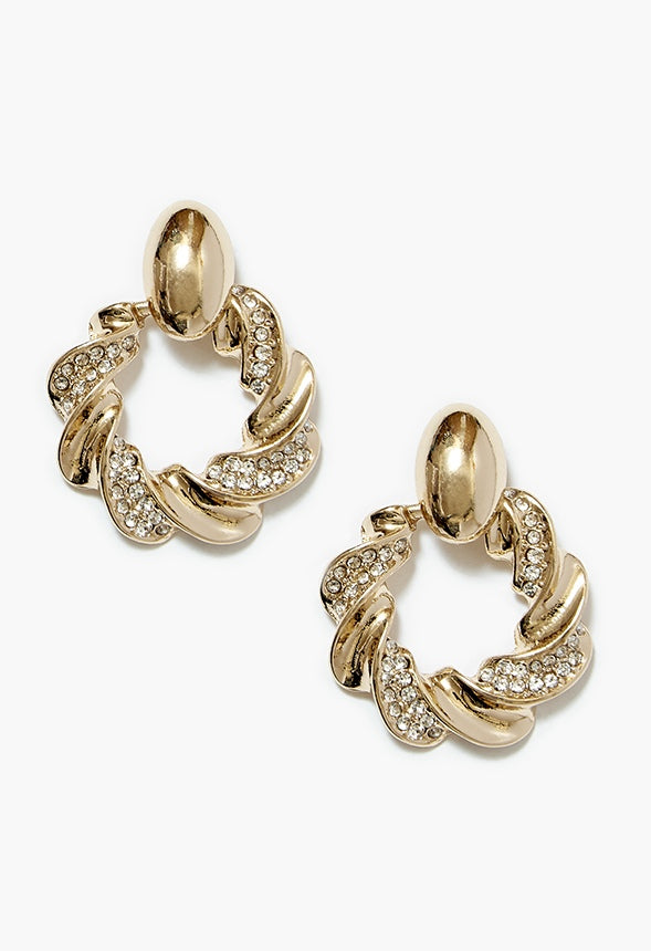 Maren Rhinestone And Twist Studs Clear/Gold