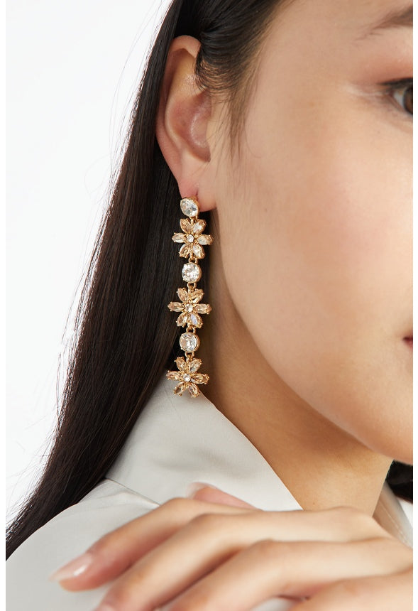 Mila Flower Drop Earrings Silk/Gold