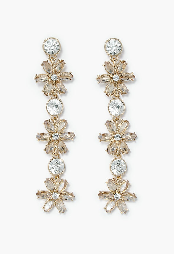 Mila Flower Drop Earrings Silk/Gold