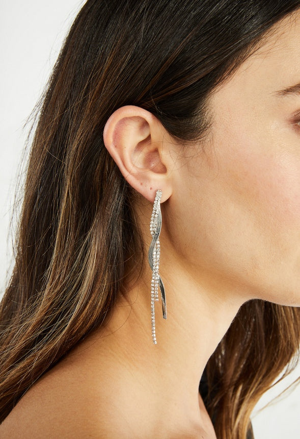 Avah Twist Strands Earring Clear/Silver