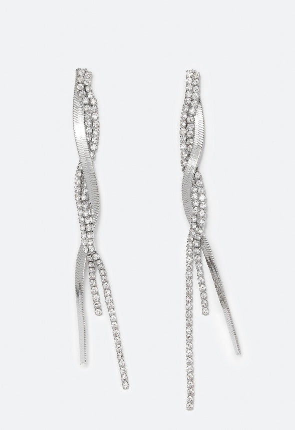 Avah Twist Strands Earring Clear/Silver