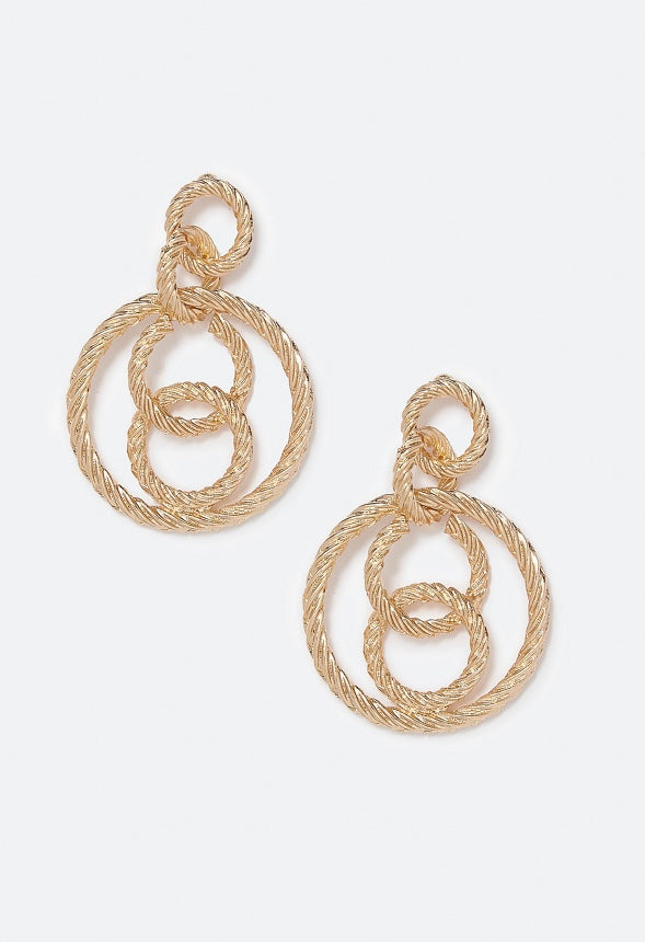 Eden Twisted Rings Drop Earring Gold