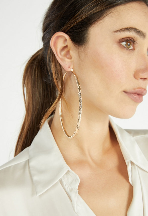 Elisa Diamond Cut Hoop Earring Gold