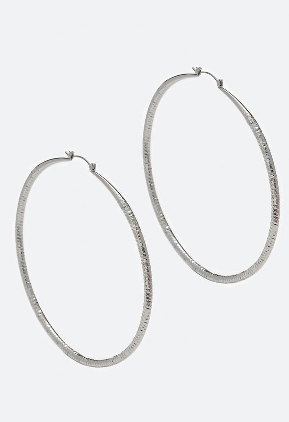 Elisa Diamond Cut Hoop Earring Silver