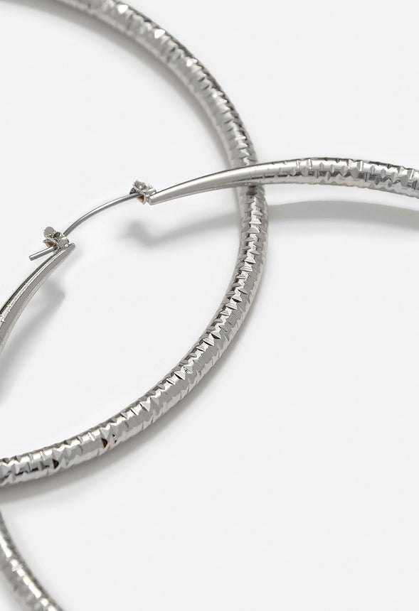 Elisa Diamond Cut Hoop Earring Silver