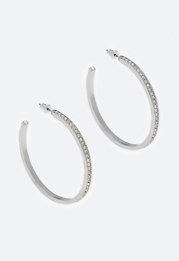 Jianna Rhinestone Hoop Earring Clear/Silver